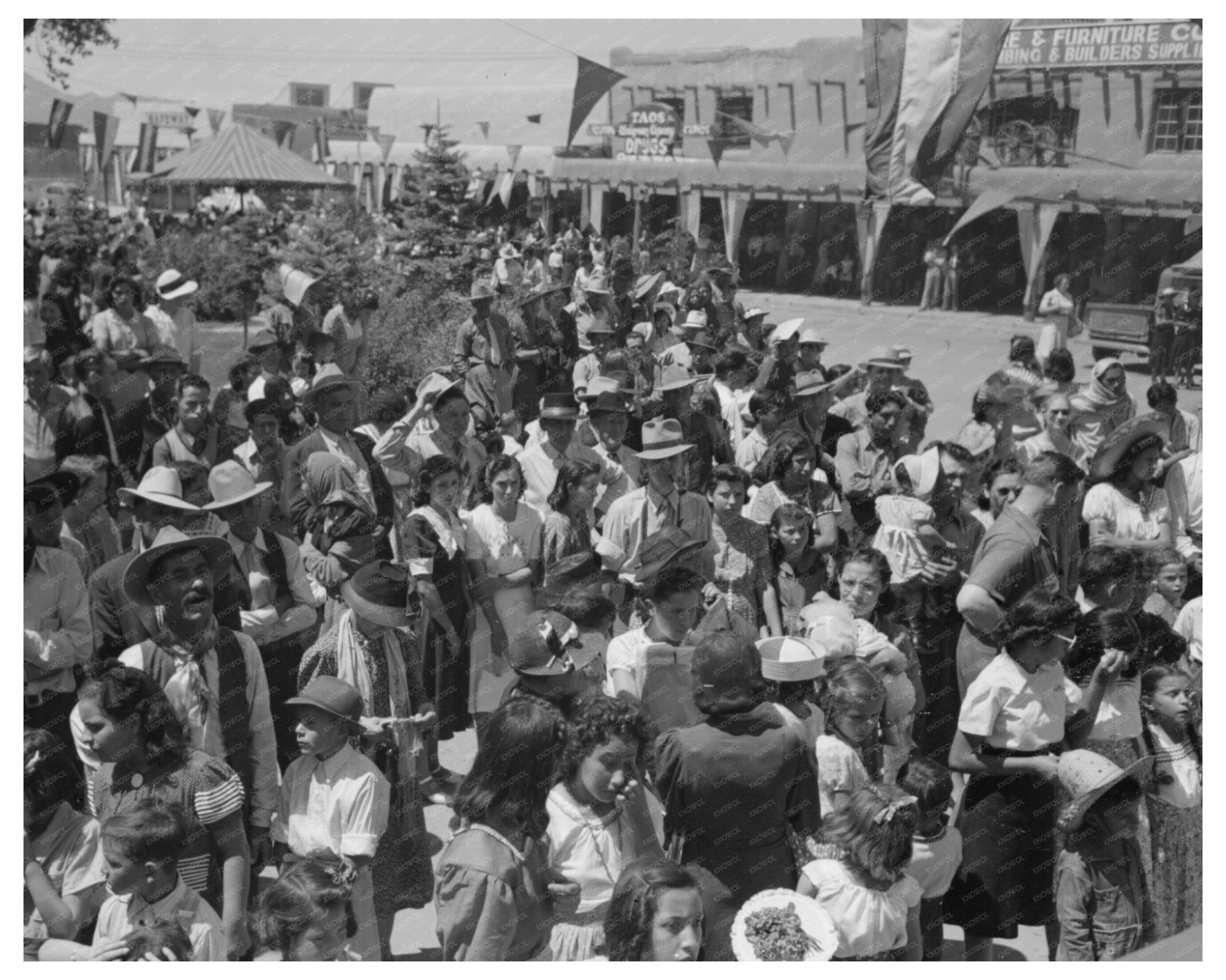 Taos New Mexico Fiesta Dance Crowd July 1940
