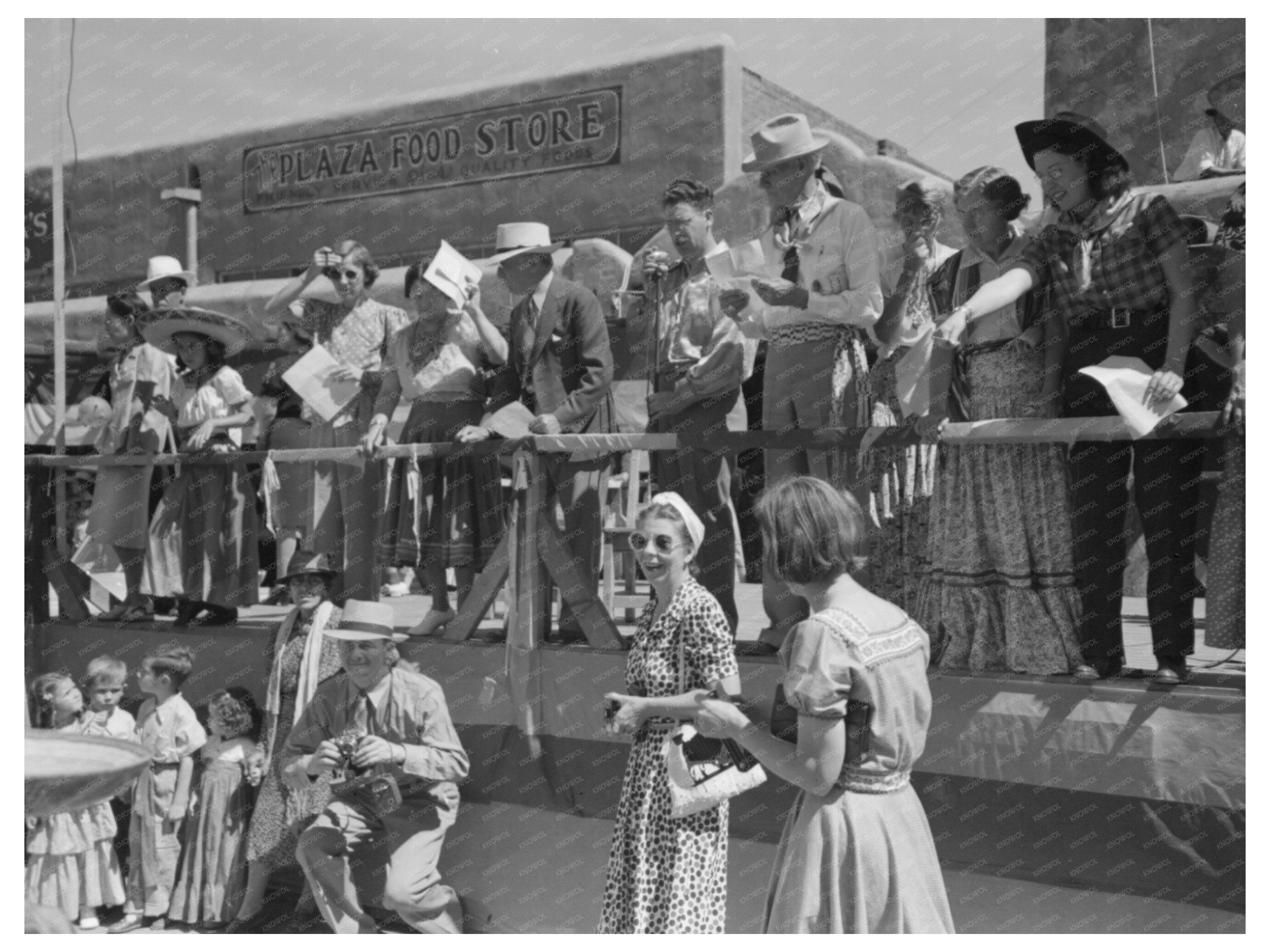 Taos New Mexico Fiesta Crowd Watching Dances 1940