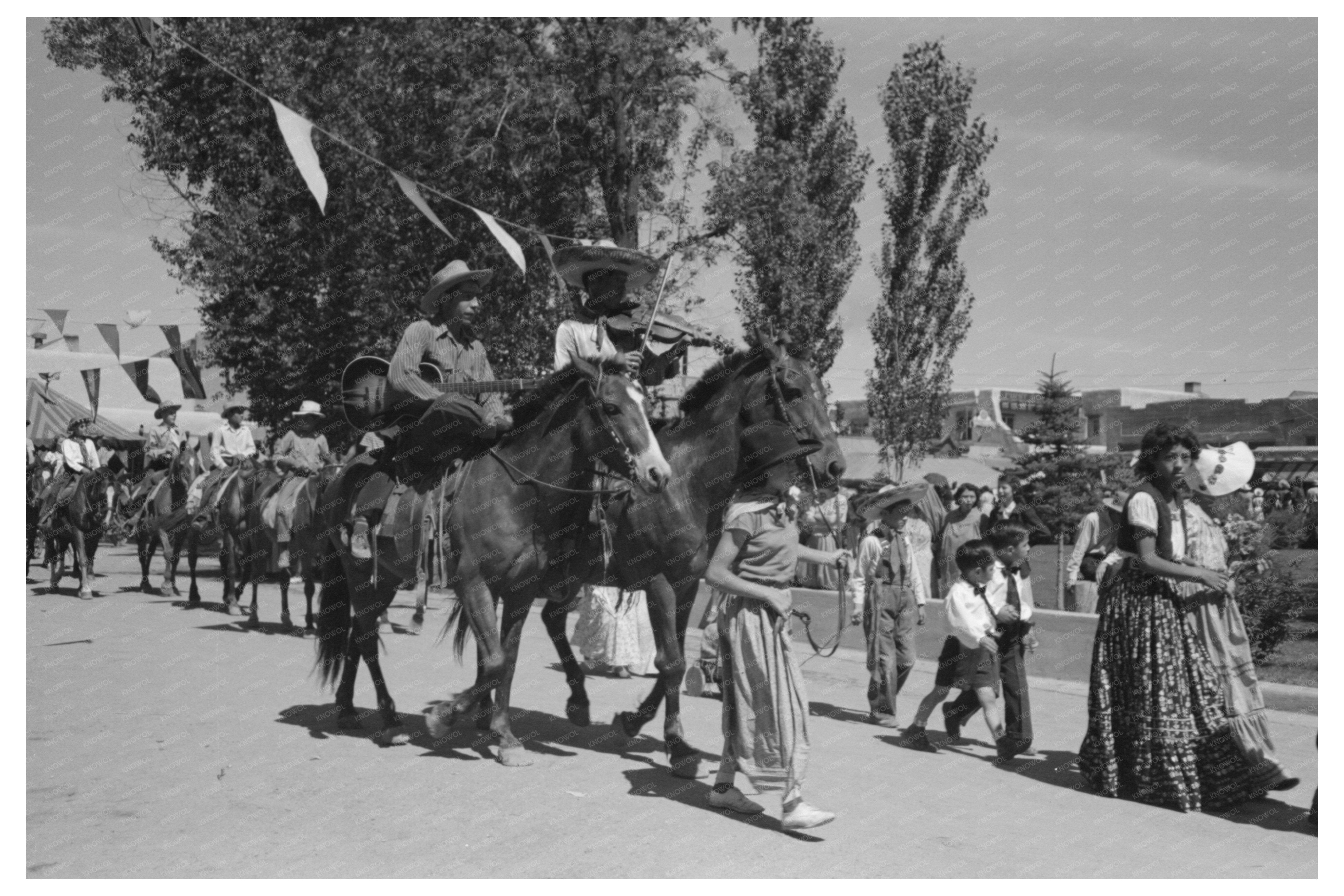 Taos Fiesta Parade July 1940 Vintage Image