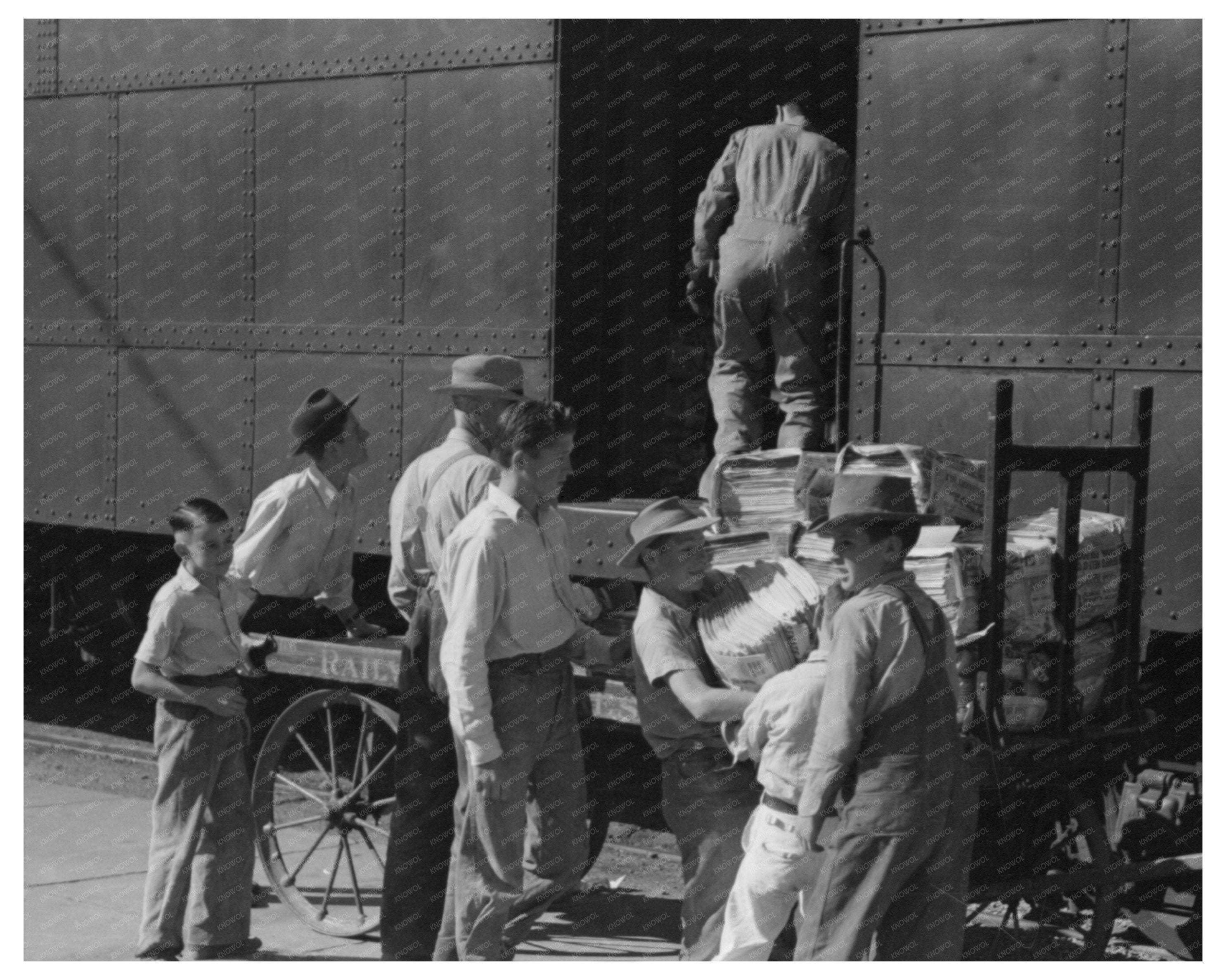 Morning Newspaper Unloading in Montrose Colorado 1940
