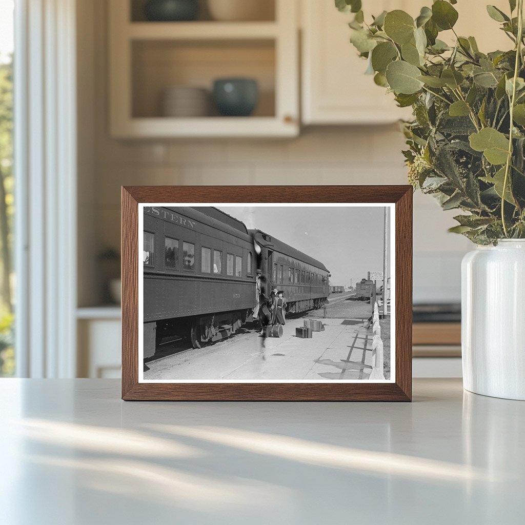 Vintage Passenger Disembarking Train Montrose Colorado 1940