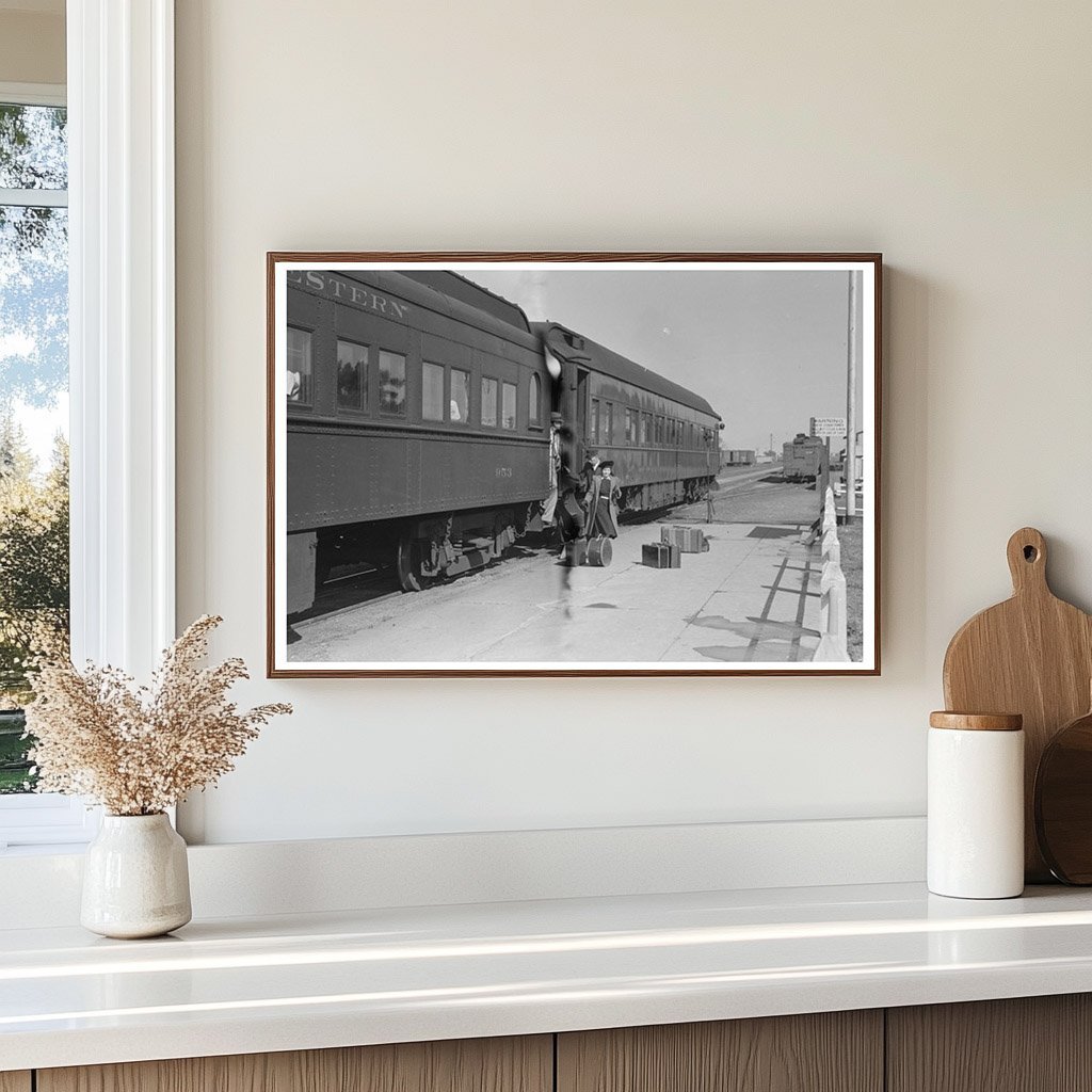 Vintage Passenger Disembarking Train Montrose Colorado 1940