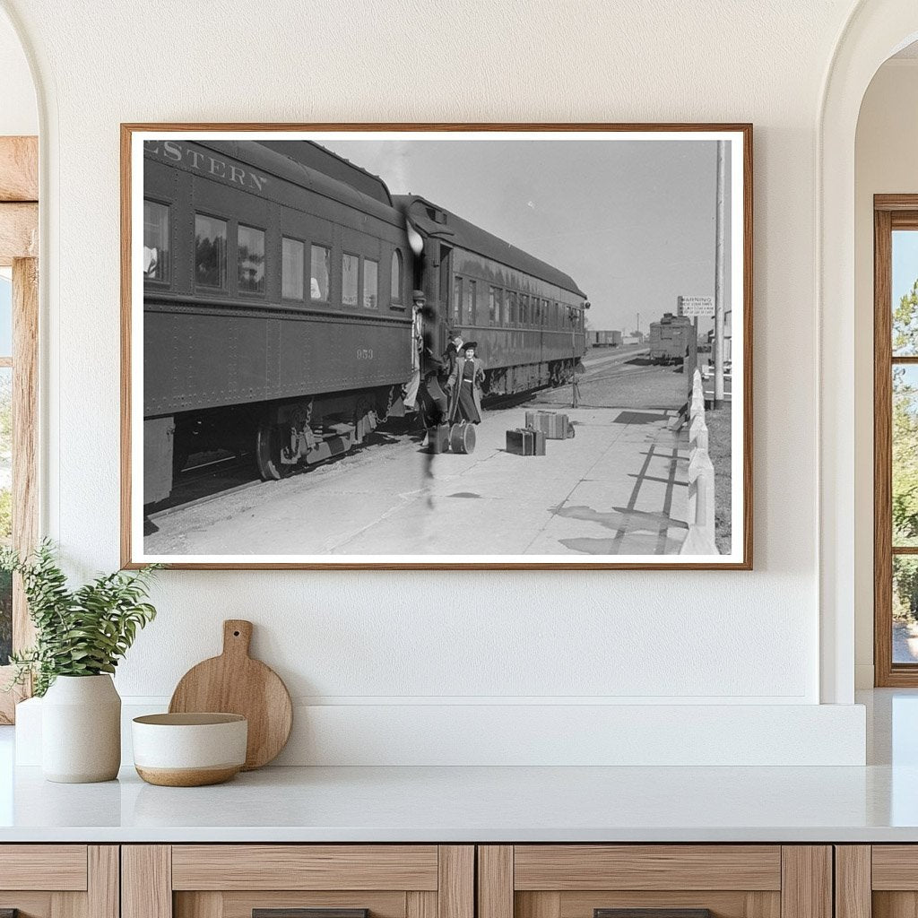 Vintage Passenger Disembarking Train Montrose Colorado 1940