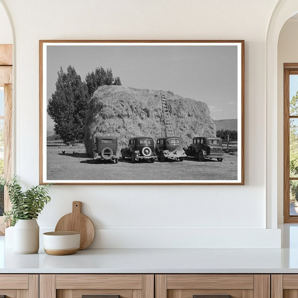 Haystack and Peach Picker Car in Delta County Colorado 1940