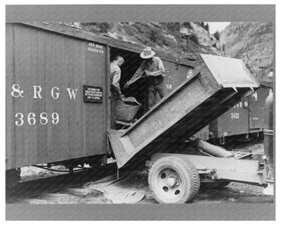 1940 Workers Loading Ore in Ouray Colorado Mining Operations