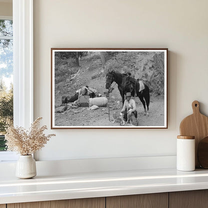 Sheepherder and Horse in Ouray County Colorado 1940