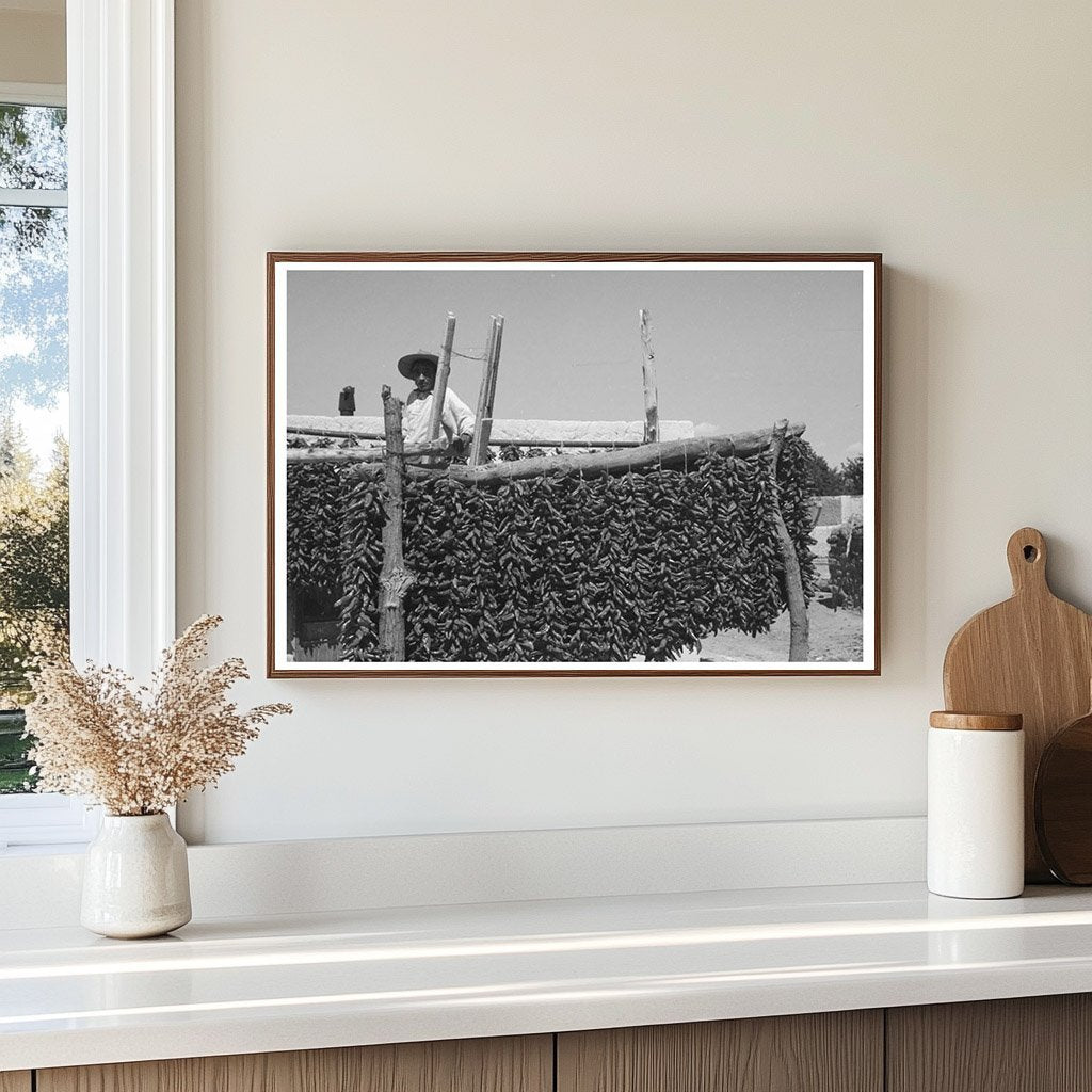 Chili Peppers Drying in Isleta New Mexico 1940