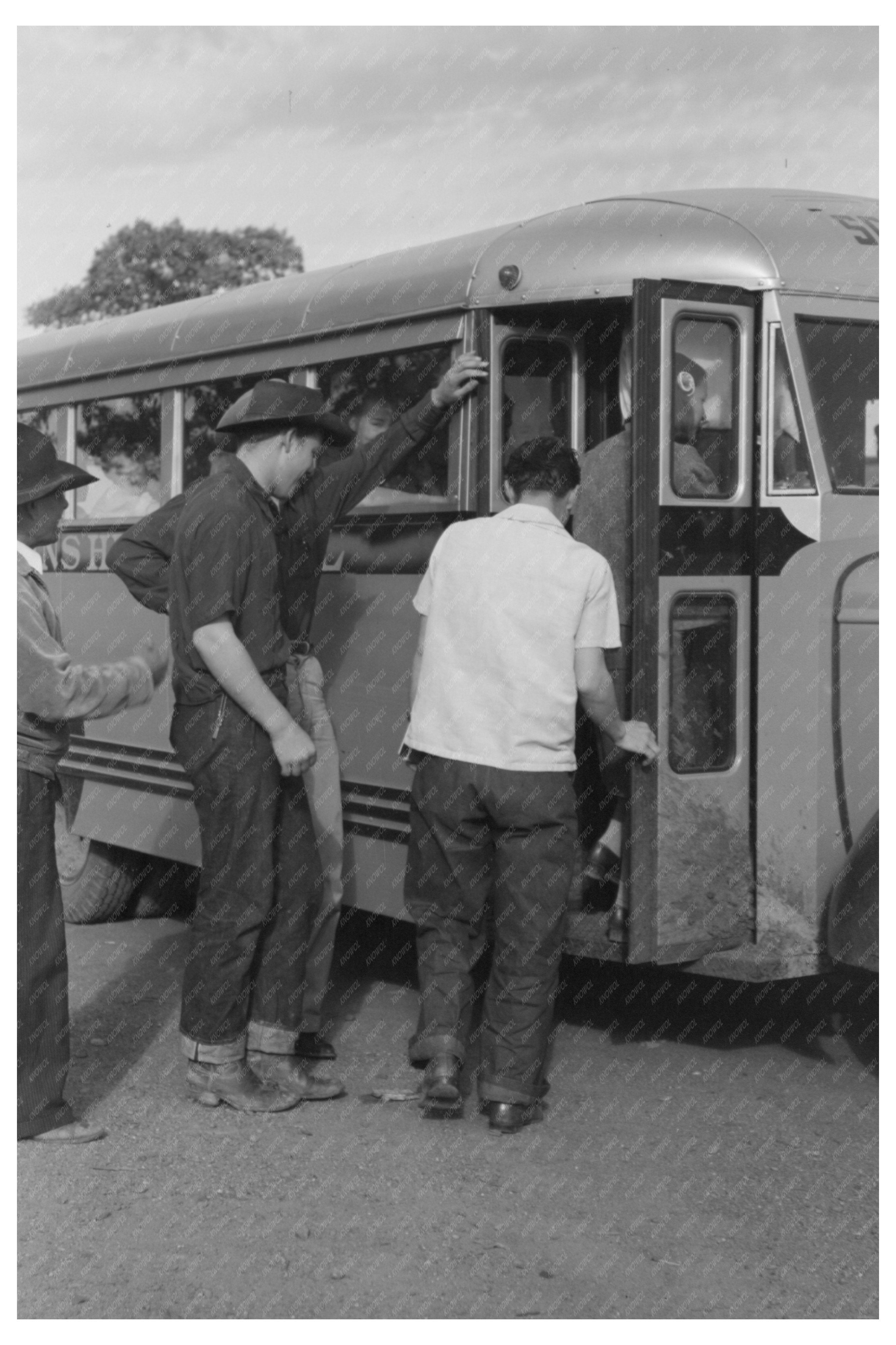 Concho Arizona Schoolchildren Boarding Bus September 1940