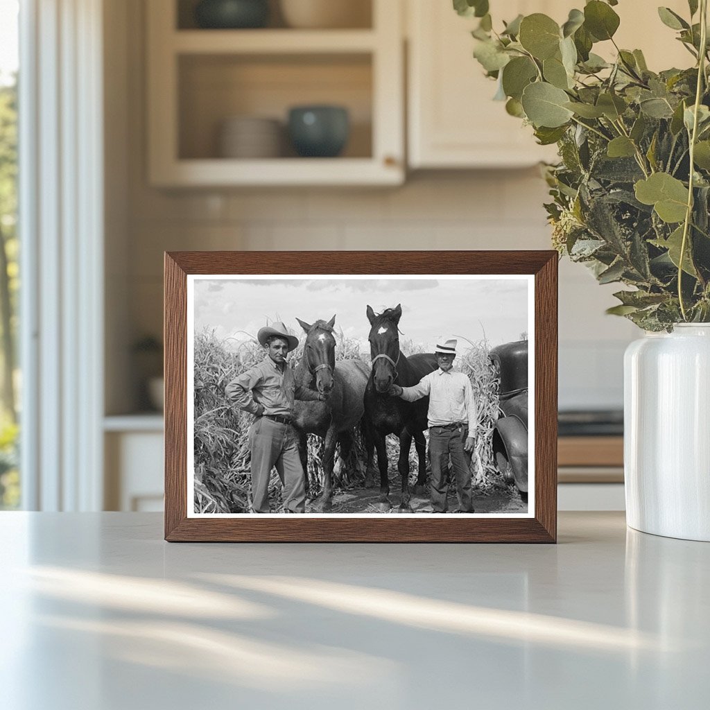 Spanish Farmer and Hired Hand with Horses Concho Arizona 1940