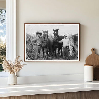 Spanish Farmer and Hired Hand with Horses Concho Arizona 1940