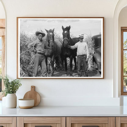 Spanish Farmer and Hired Hand with Horses Concho Arizona 1940