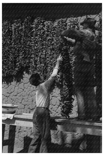 Dried Chili Peppers on Adobe House Concho Arizona 1940