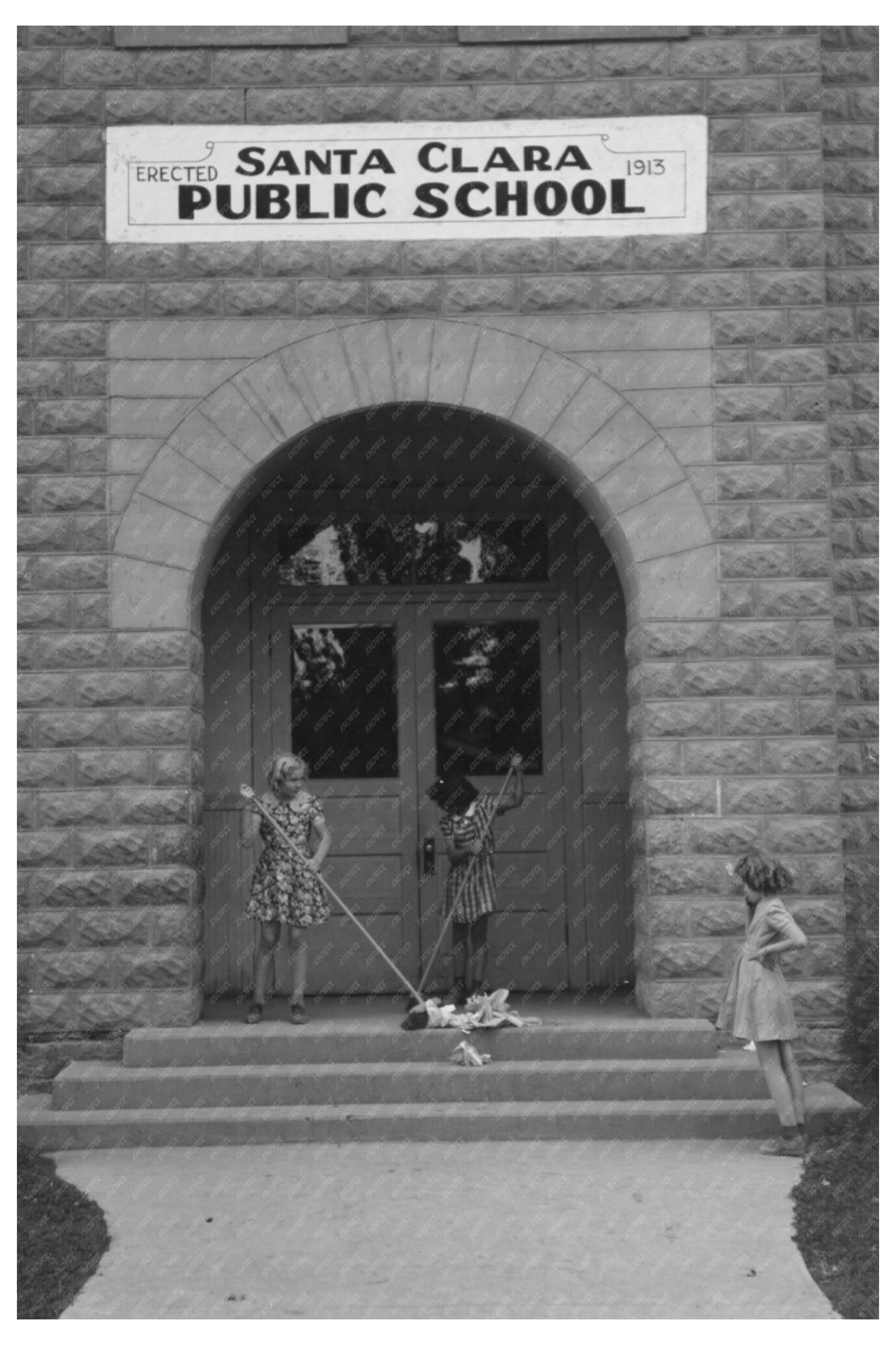 Schoolchildren Cleaning Classroom Santa Clara Utah 1940