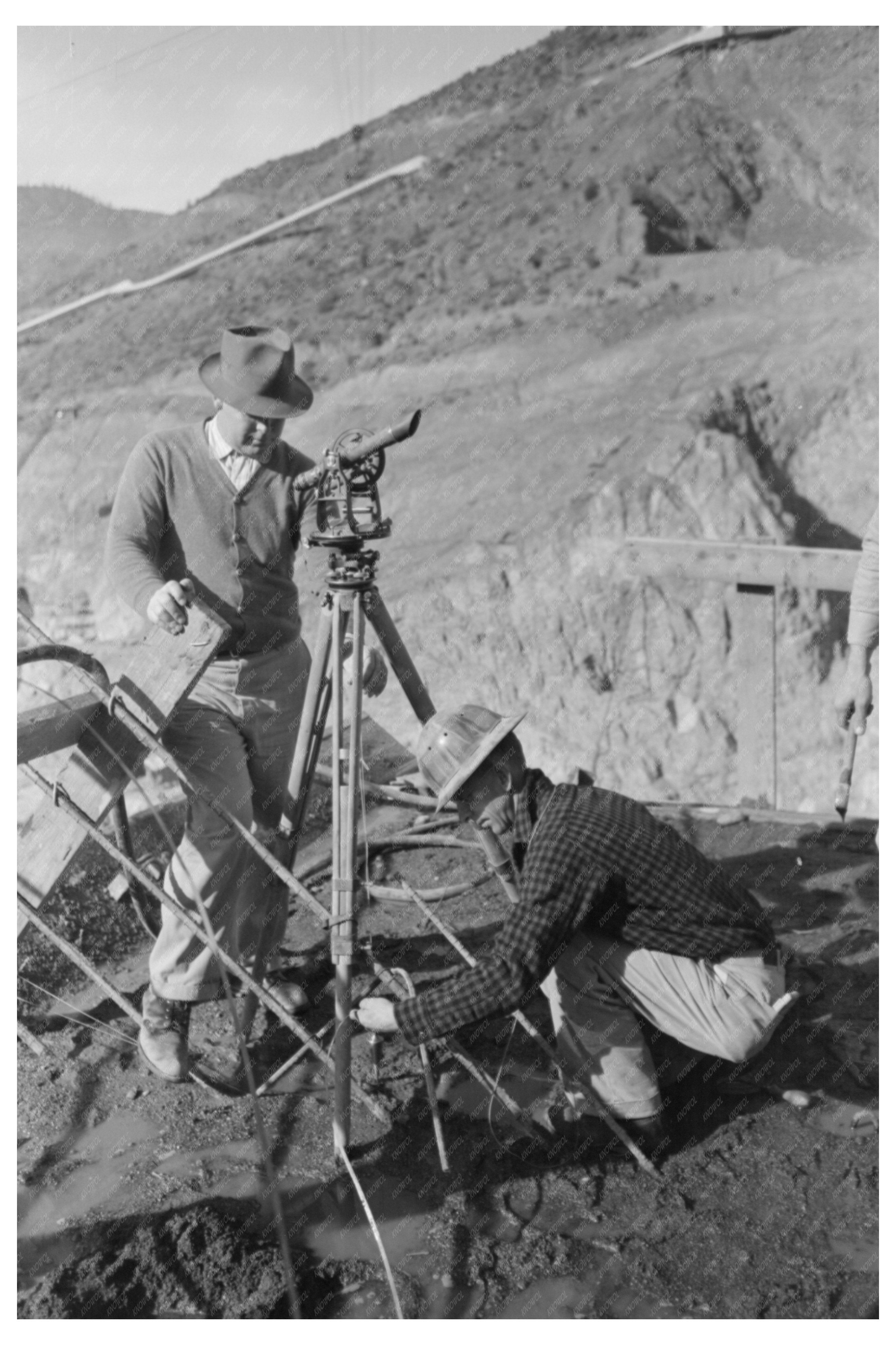 Surveyors Working on Shasta Dam California 1940