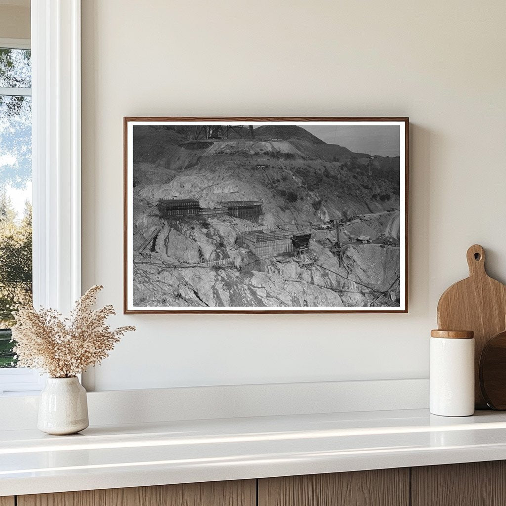 Shasta Dam Construction Overlooking River 1944