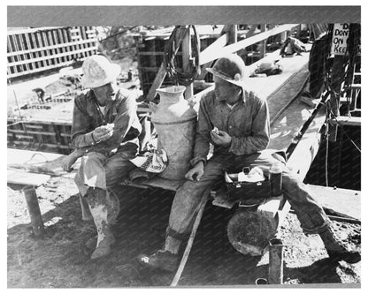 Construction Workers Lunch Break Shasta Dam Project 1940