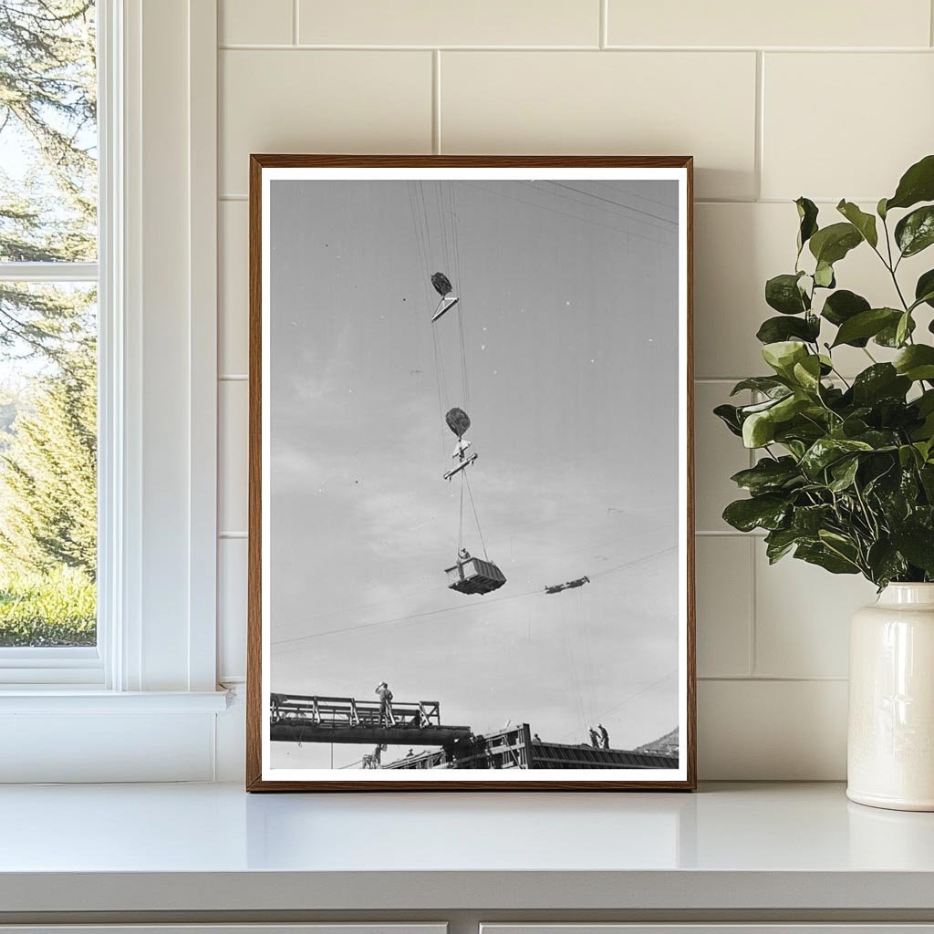 Concrete Bucket Over Shasta Dam California 1940