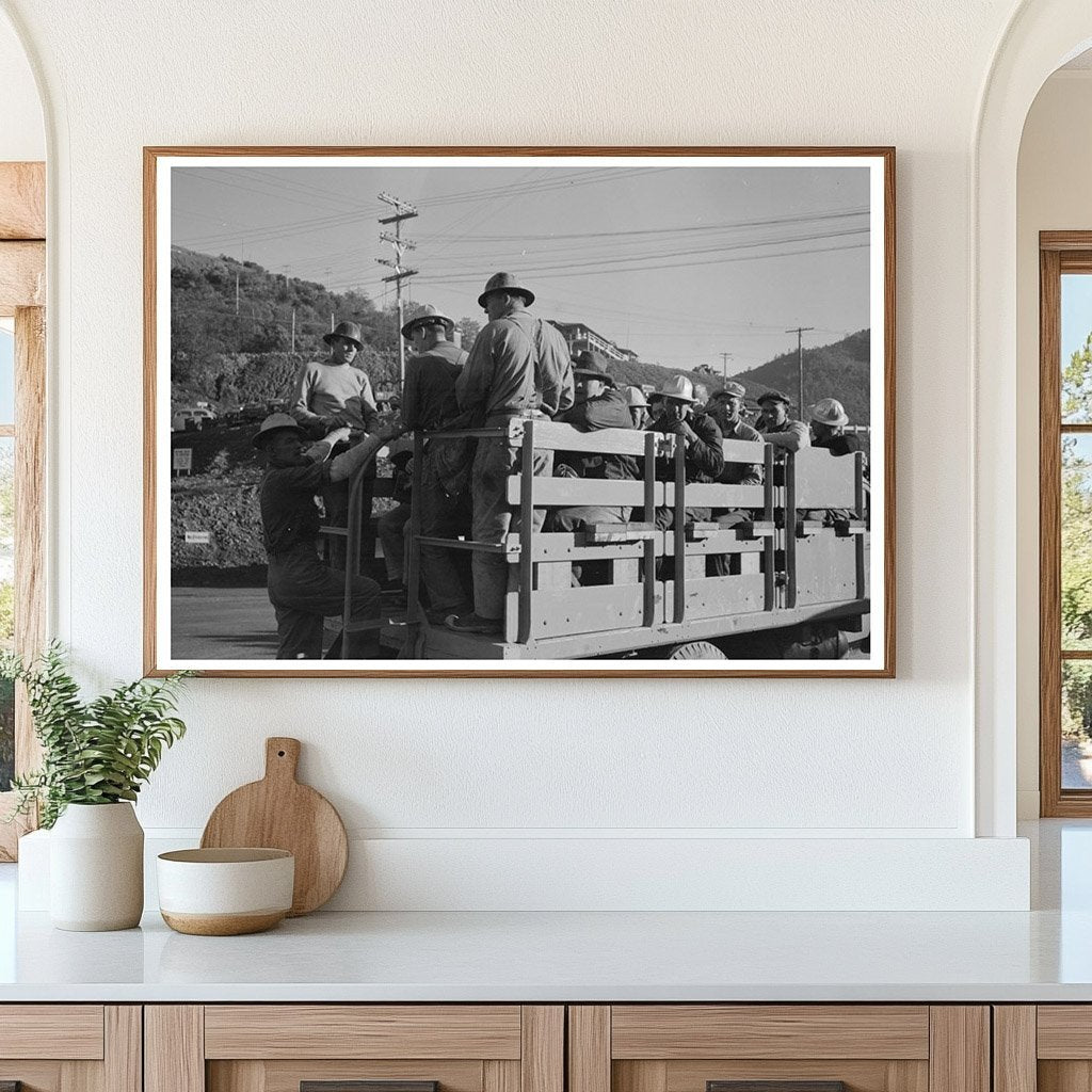 Construction Workers on Truck to Shasta Dam 1944