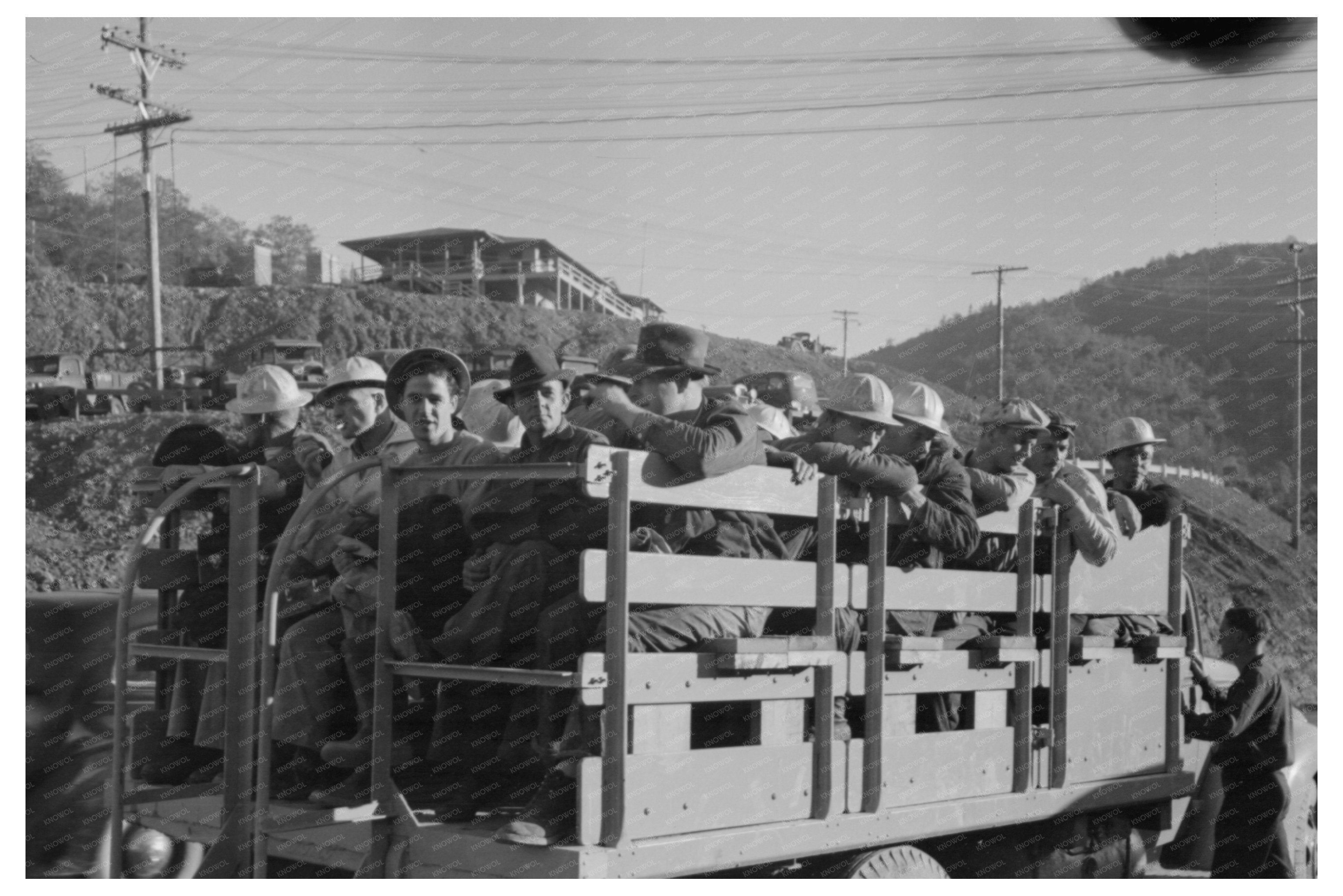 Construction Workers Board Truck for Shasta Dam 1940