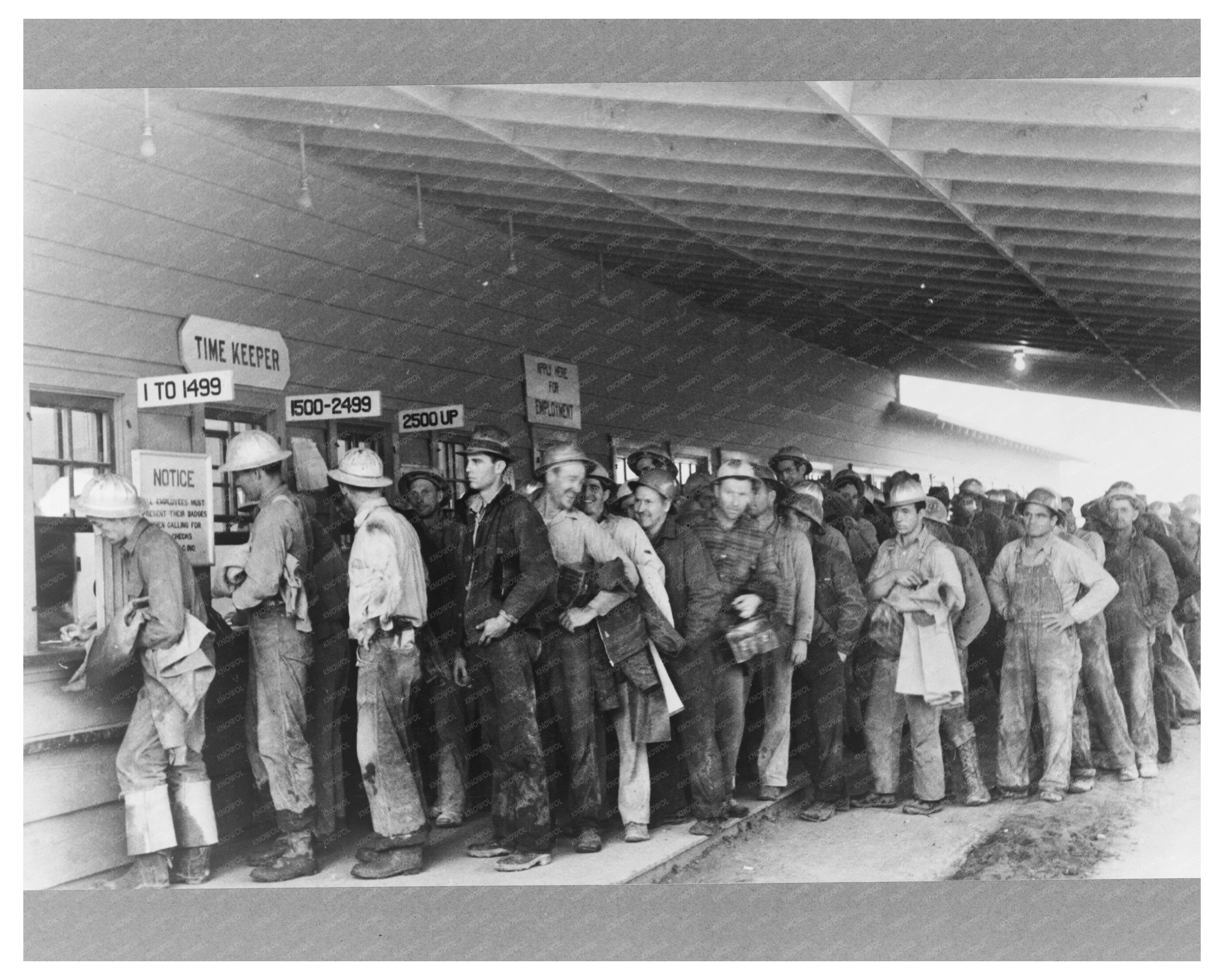 Shasta Dam Construction Workers Receiving Pay December 1940