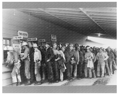 Shasta Dam Construction Workers Receiving Pay December 1940