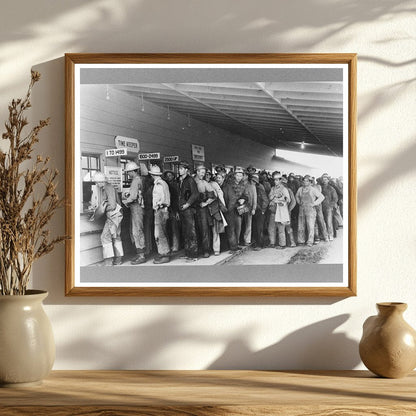 Shasta Dam Construction Workers Receiving Pay December 1940