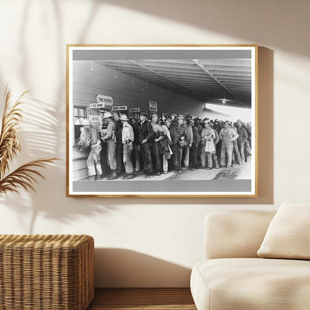 Shasta Dam Construction Workers Receiving Pay December 1940