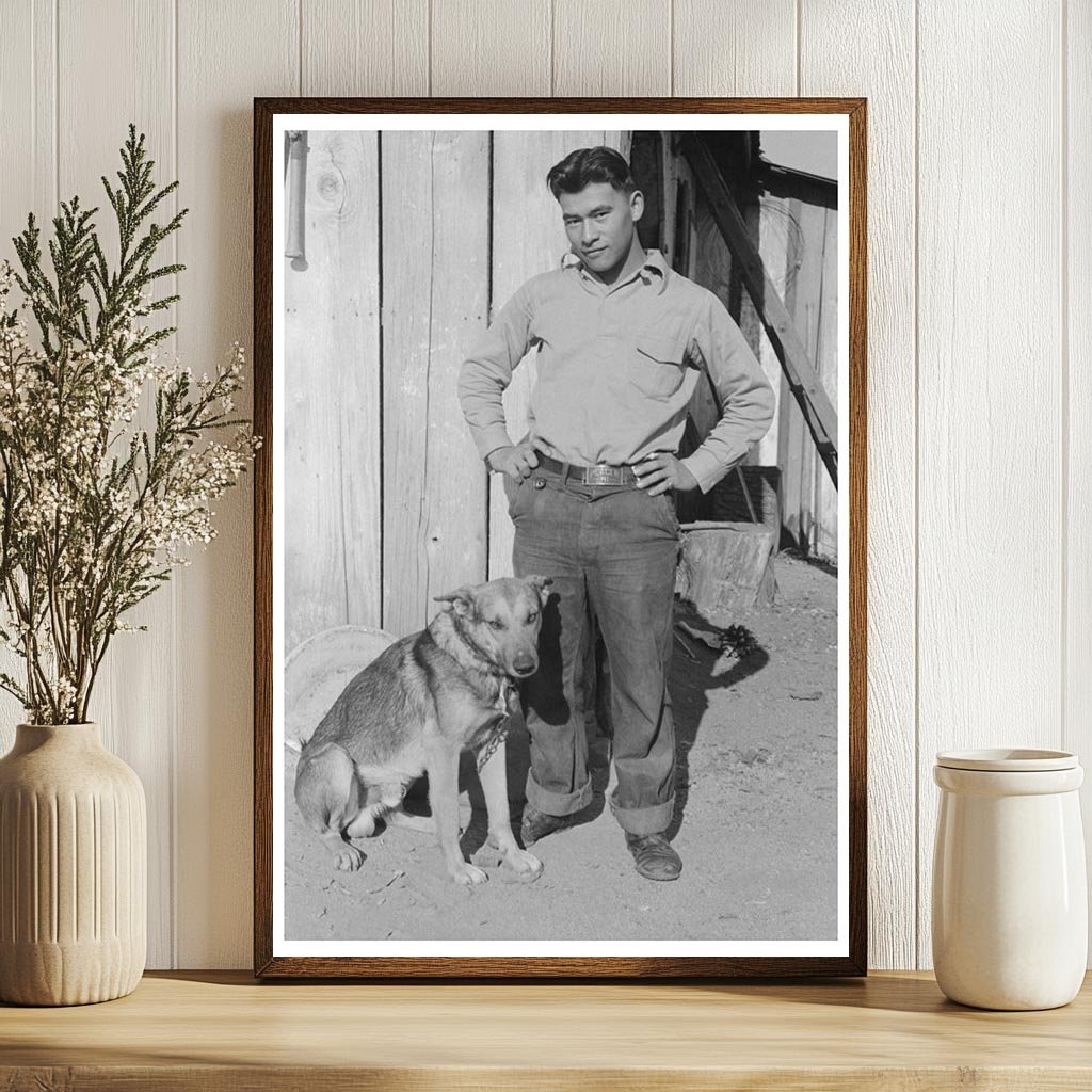 Japanese Farmers Son with Dog Placer County 1940