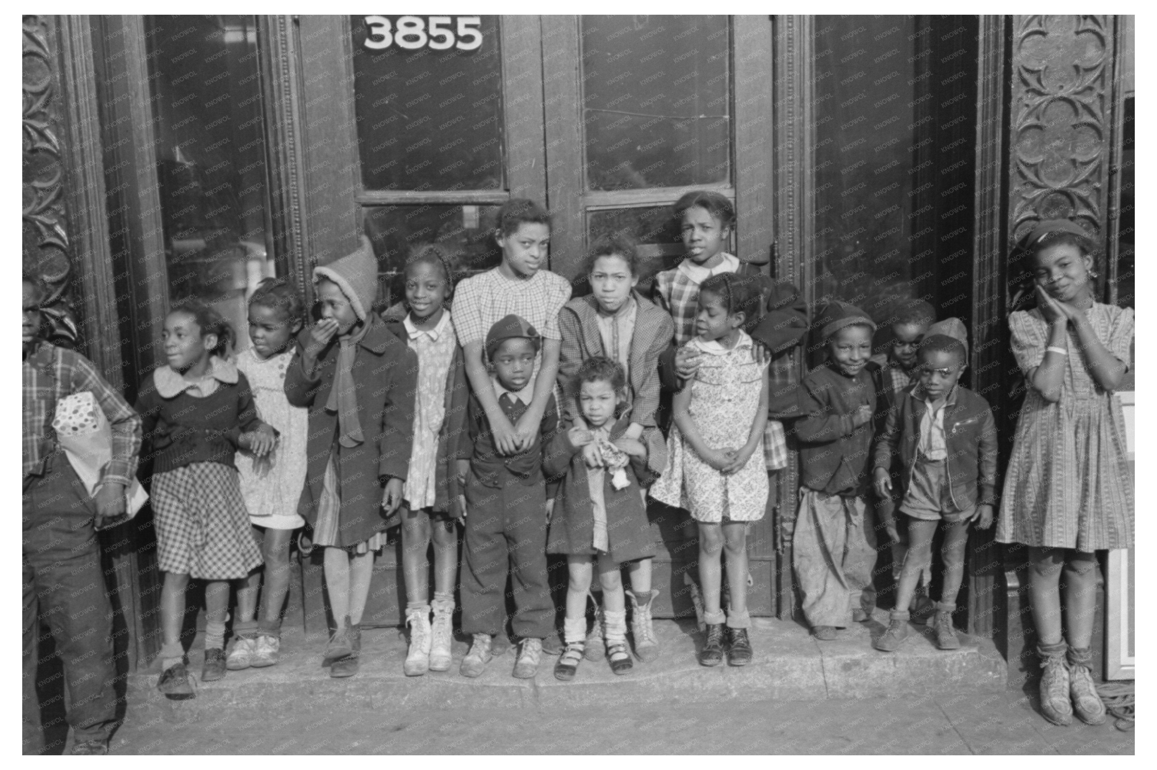 Children on South Side Chicago April 1941 Black and White Negative