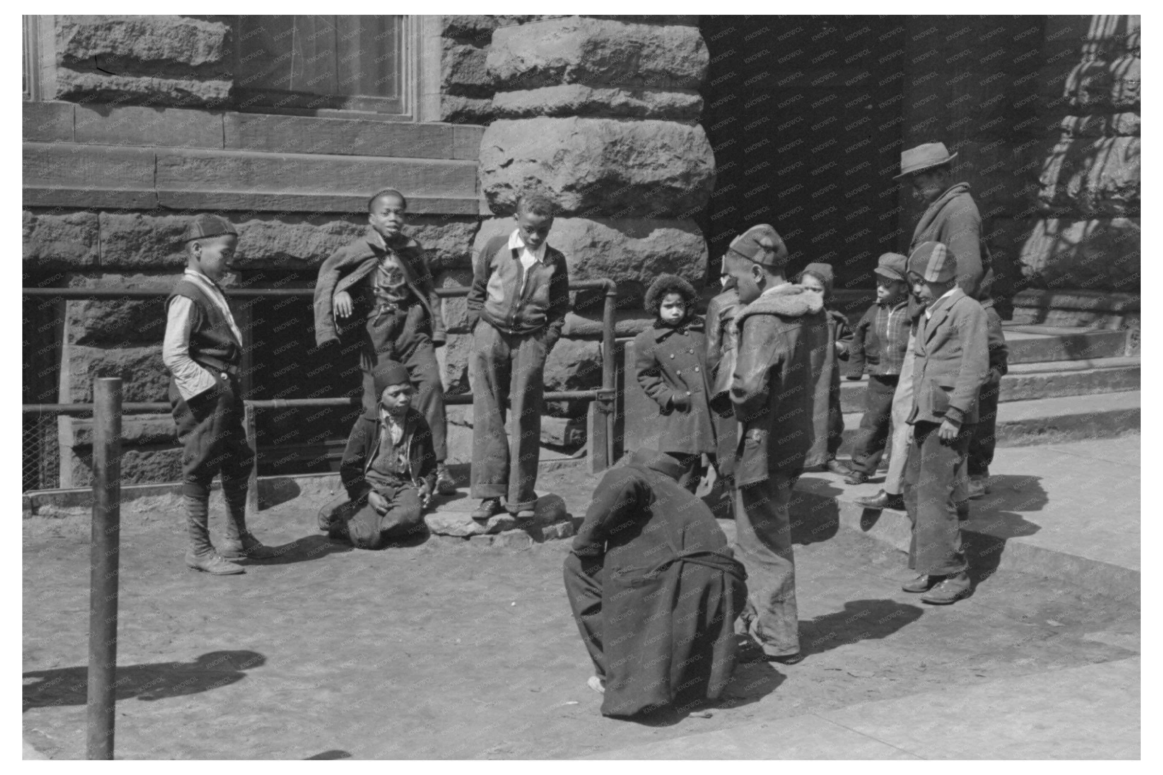 Children Playing Marbles in Chicago April 1941