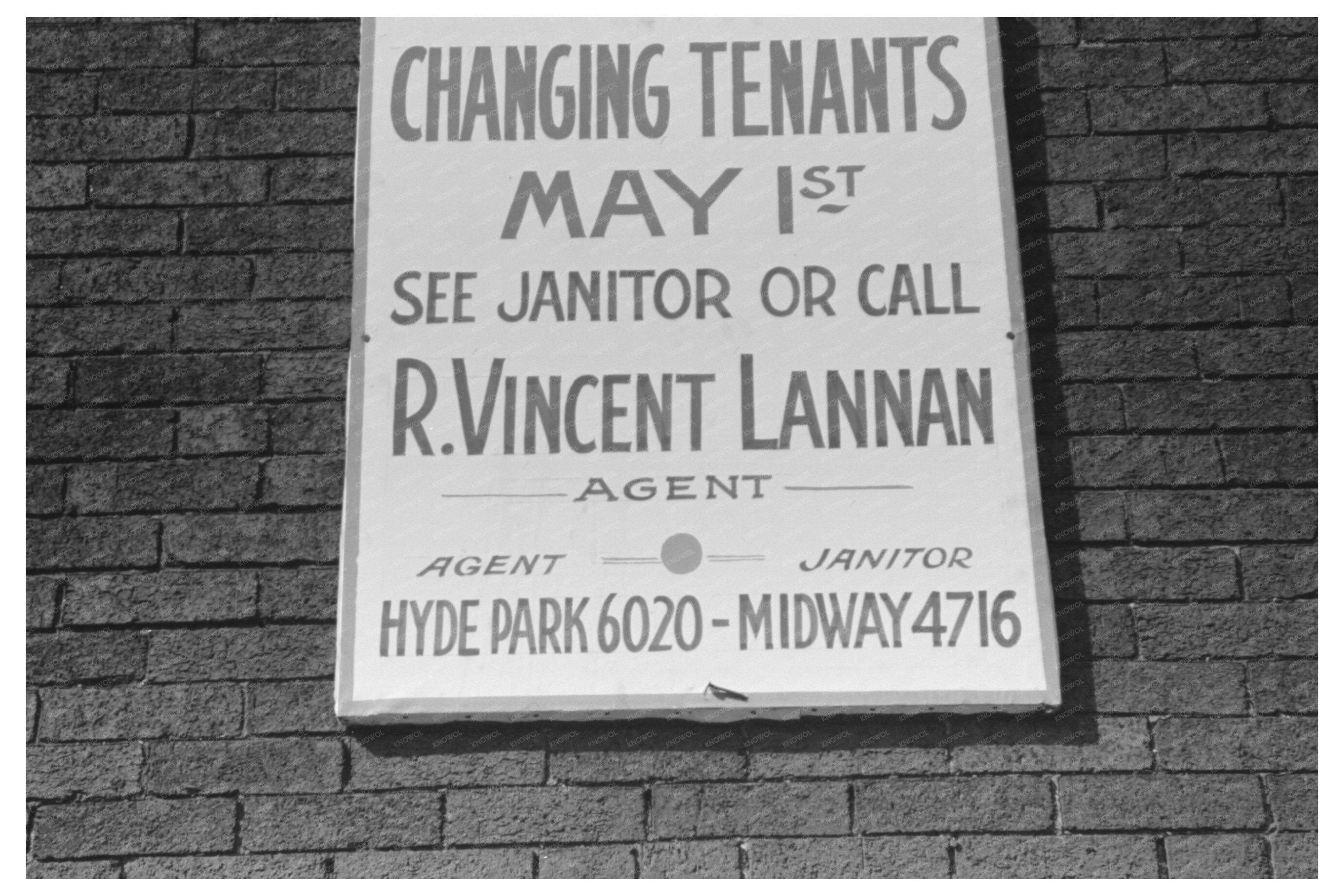 Chicago Apartment Sign for Black Tenants April 1941