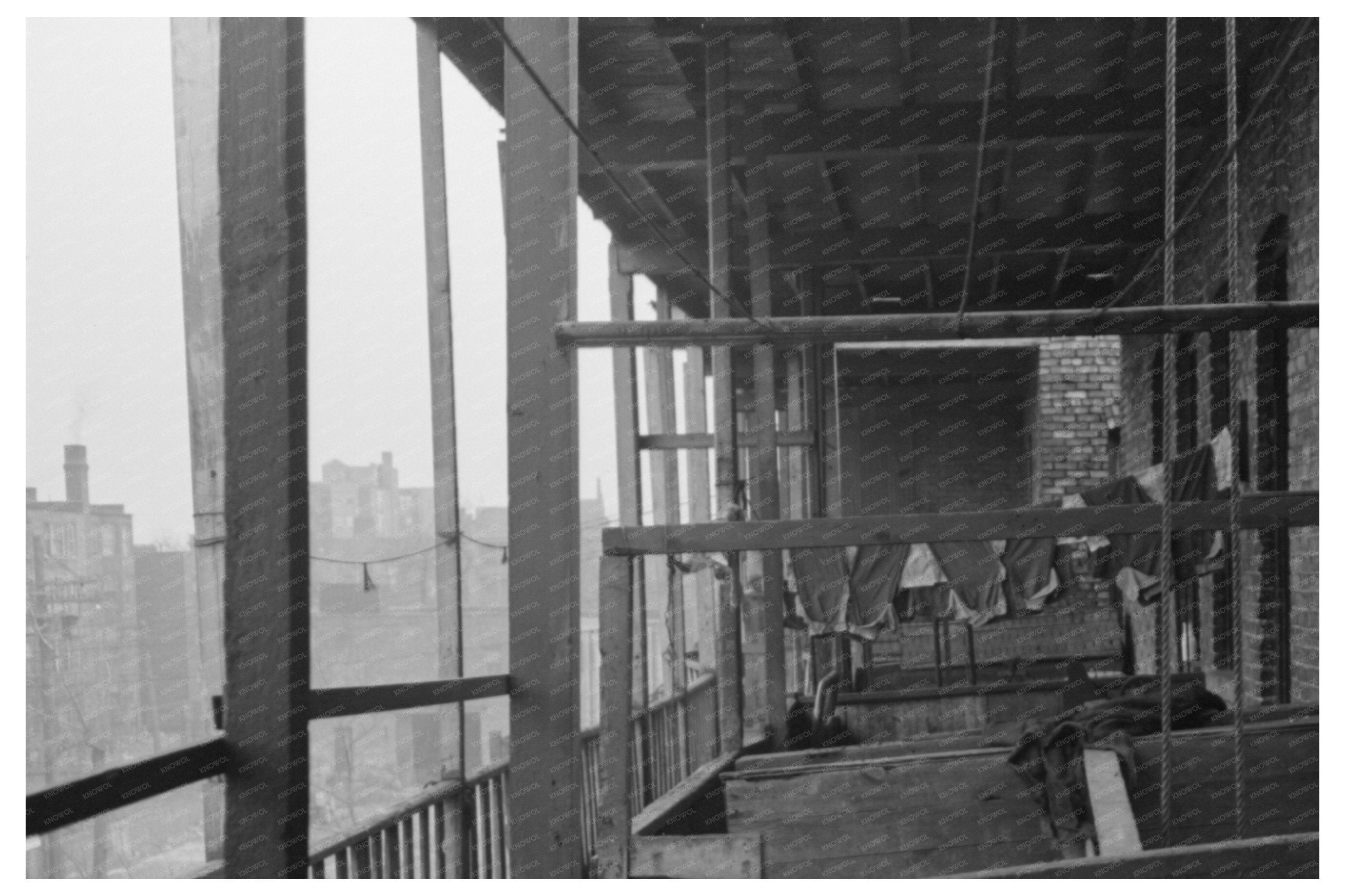 Chicago Apartment Back Porches April 1941 Vintage Photo