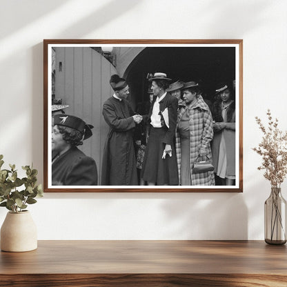 Congregation Members Shake Hands at Episcopal Church 1941