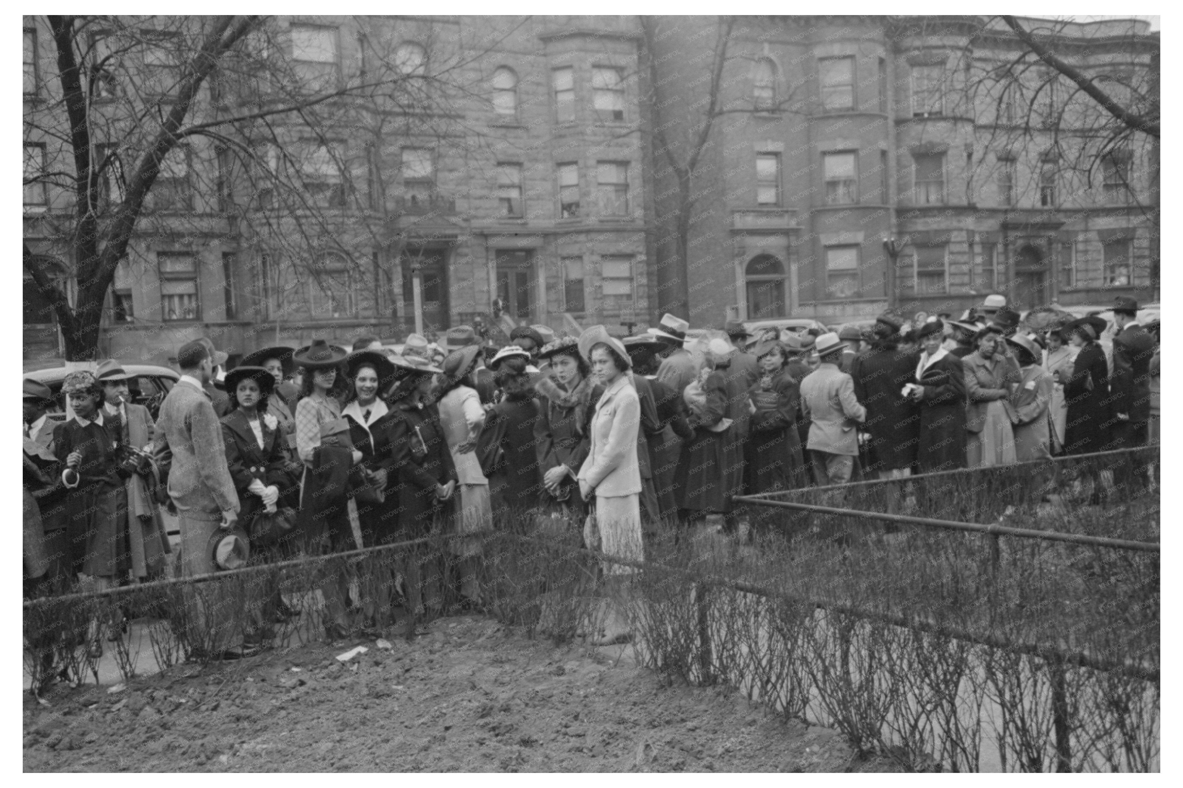 Crowd Outside Episcopal Church Chicago April 1941