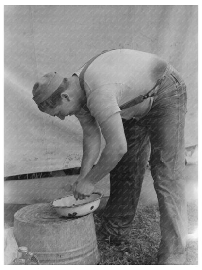 Sheep Shearer Washing Up for Dinner Malheur County 1941