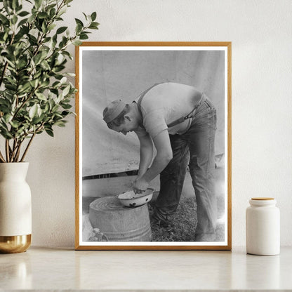 Sheep Shearer Washing Up for Dinner Malheur County 1941