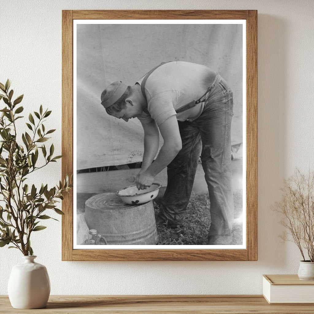 Sheep Shearer Washing Up for Dinner Malheur County 1941