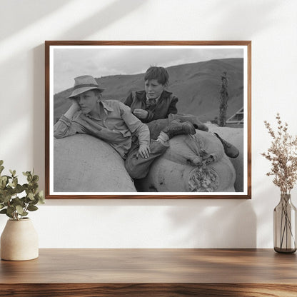 Boys on Wool Sacks in Malheur County Oregon June 1941