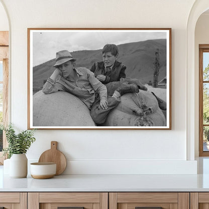 Boys on Wool Sacks in Malheur County Oregon 1941