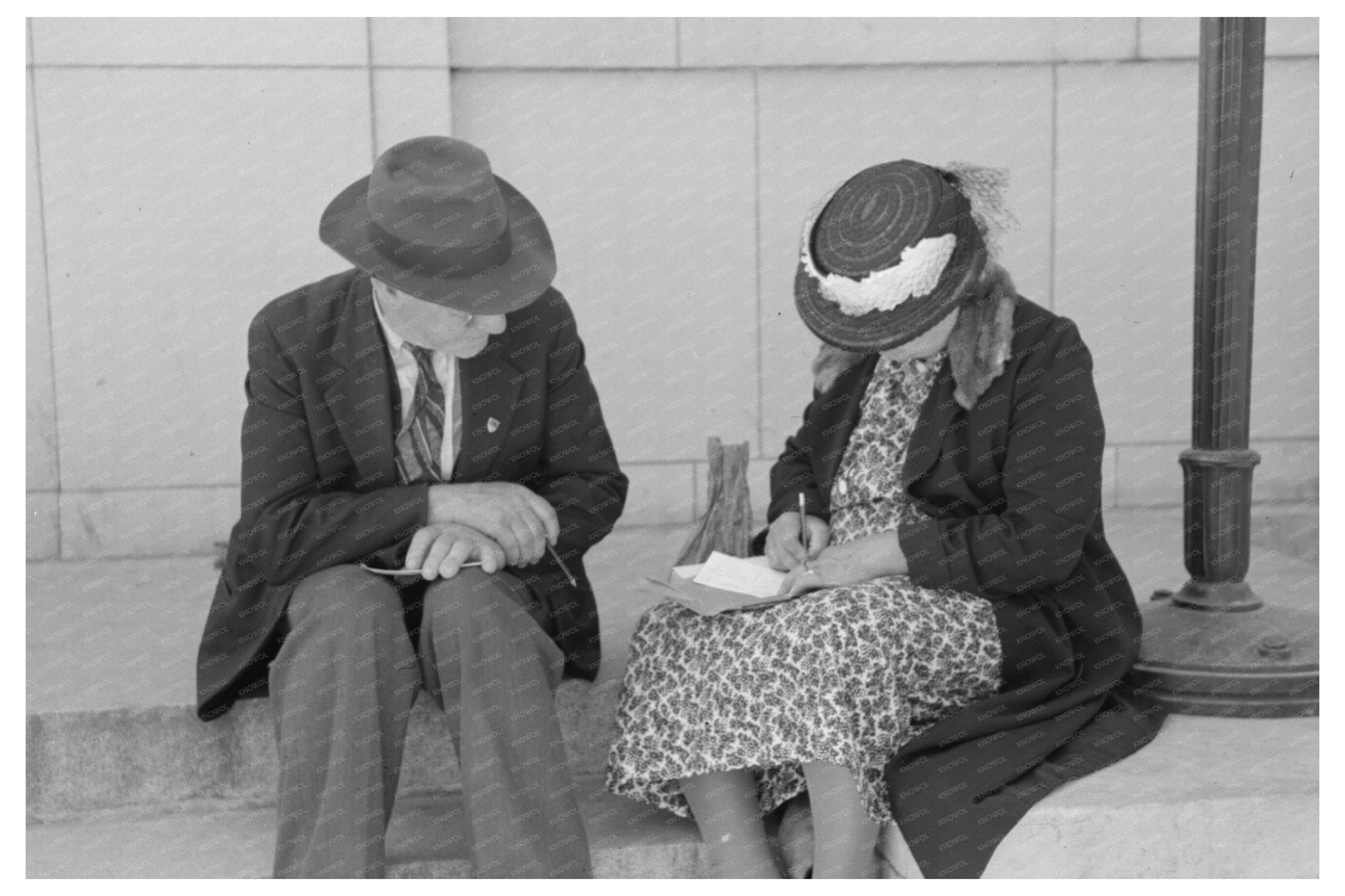 Farmer and Wife Writing Letter in Ontario Oregon 1941