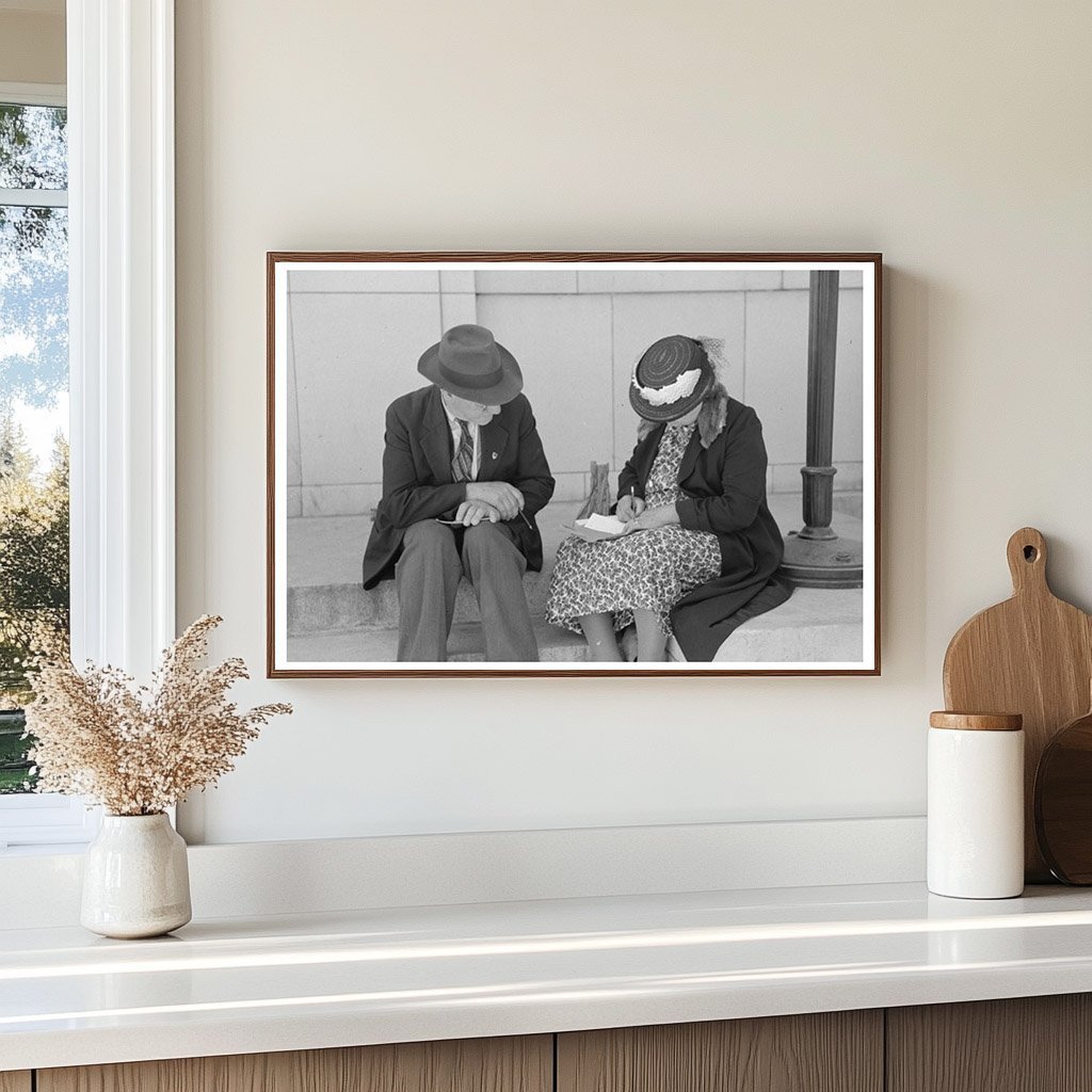 Farmer and Wife Writing Letter in Ontario Oregon 1941