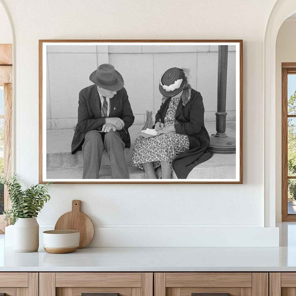 Farmer and Wife Writing Letter in Ontario Oregon 1941