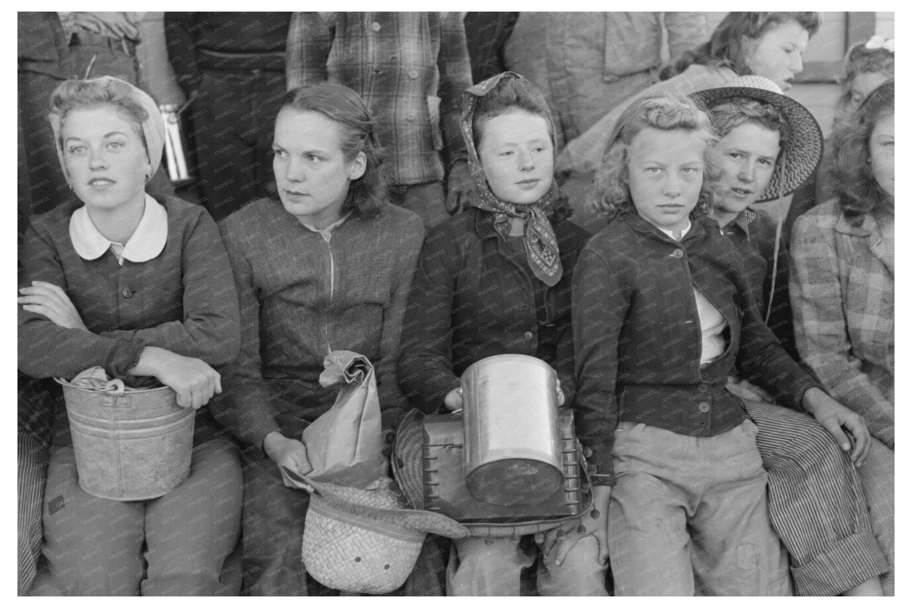 Nampa Idaho High School Girls Working in Pea Fields 1941