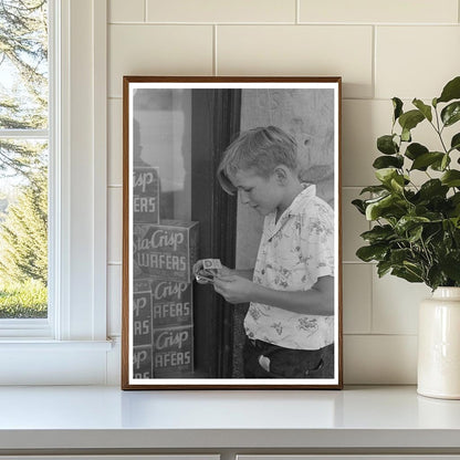 Schoolboy Collecting Match Folders Caldwell Idaho July 1941