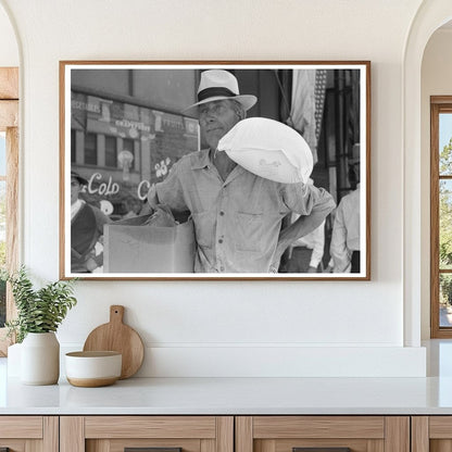 Farmer Exits Grocery Store in Vale Oregon July 1941