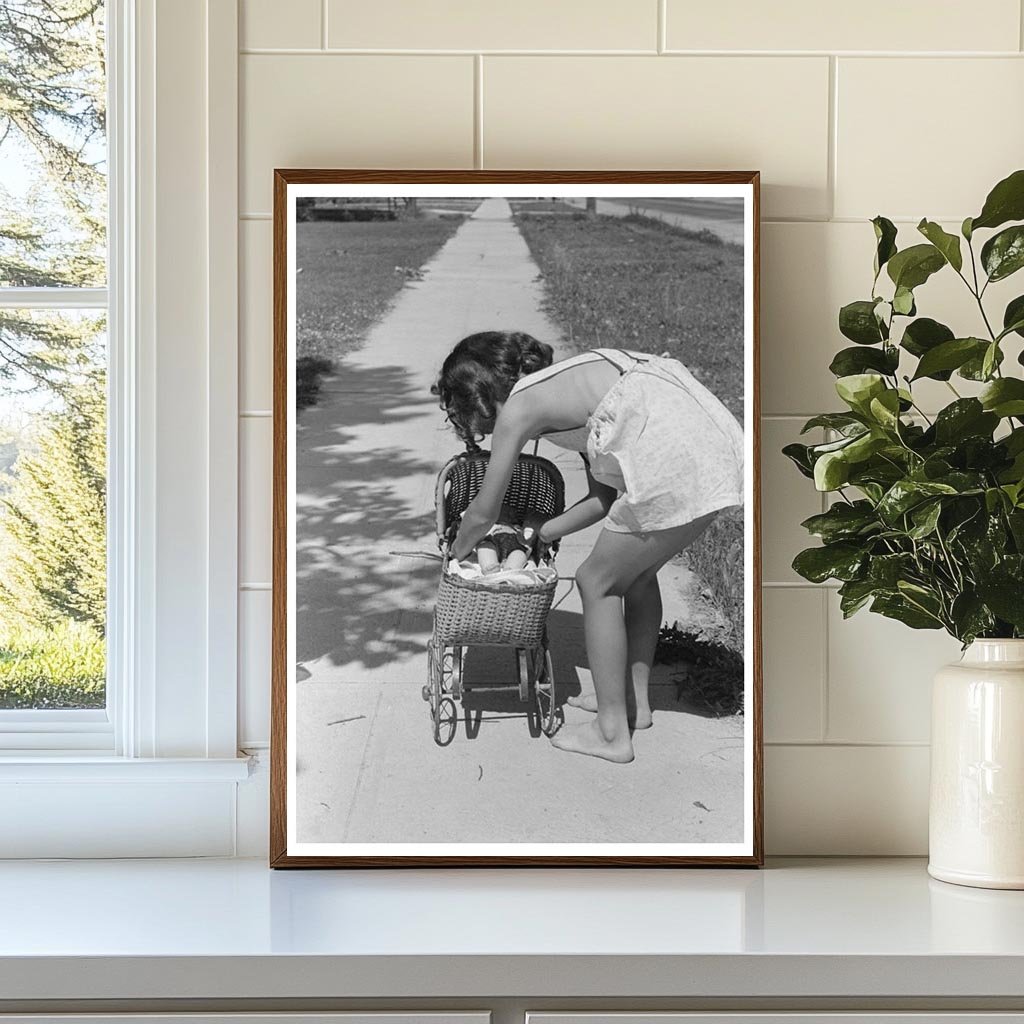 Young Girl Playing with Doll Caldwell Idaho 1941