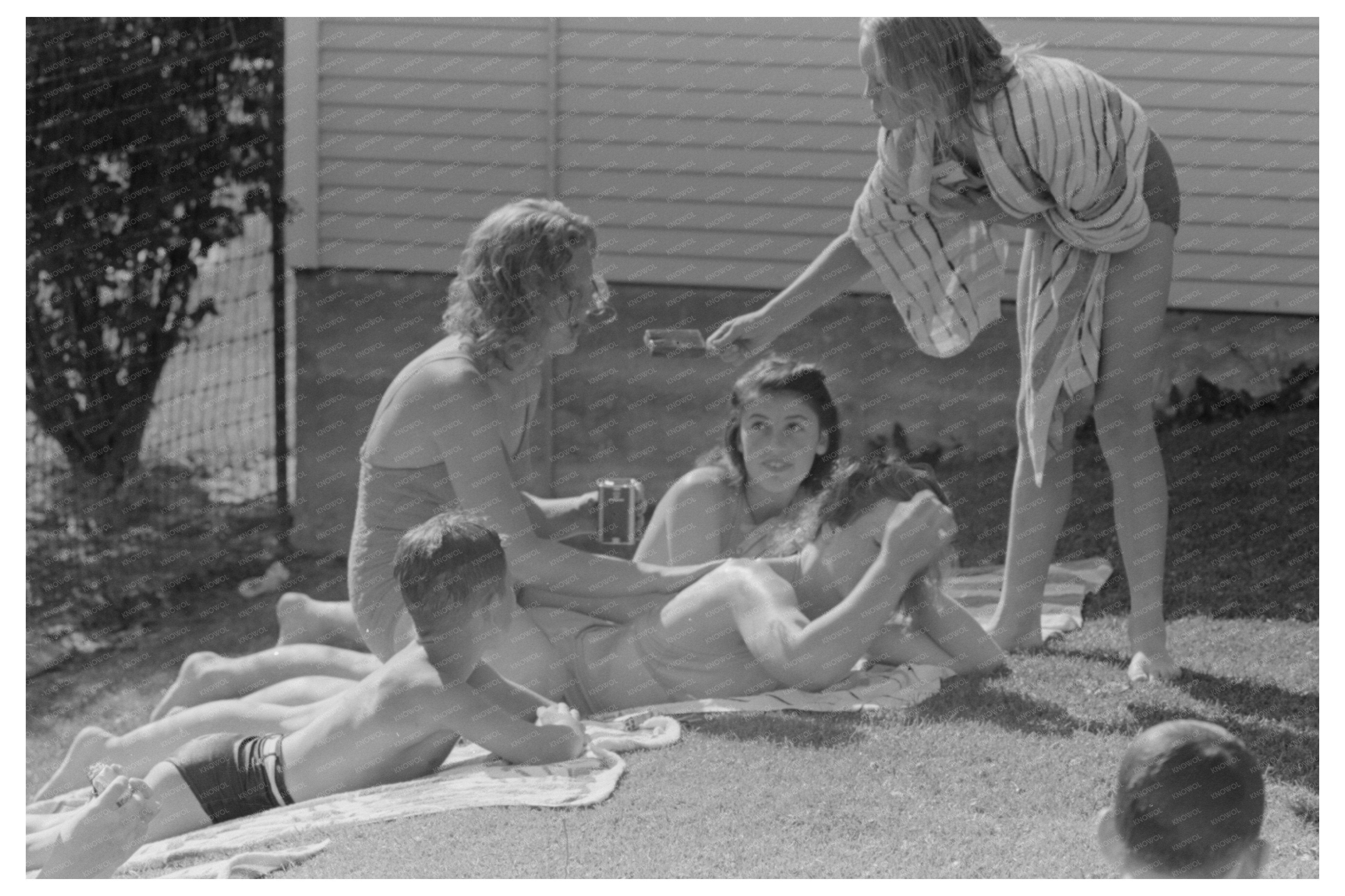 Sun Bathers at Caldwell Idaho Pool July 1941