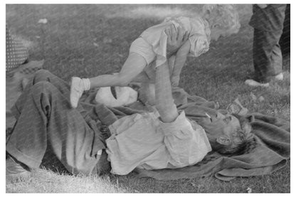 Farmer and Granddaughter Picnic in Vale Oregon 1941