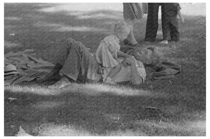 Farmer and Granddaughter Picnic on Fourth of July 1941