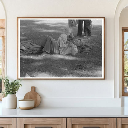 Farmer and Granddaughter Picnic on Fourth of July 1941